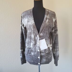 Women's Metallic Shimmer Print Button Front Cardigan with Pockets Size S New